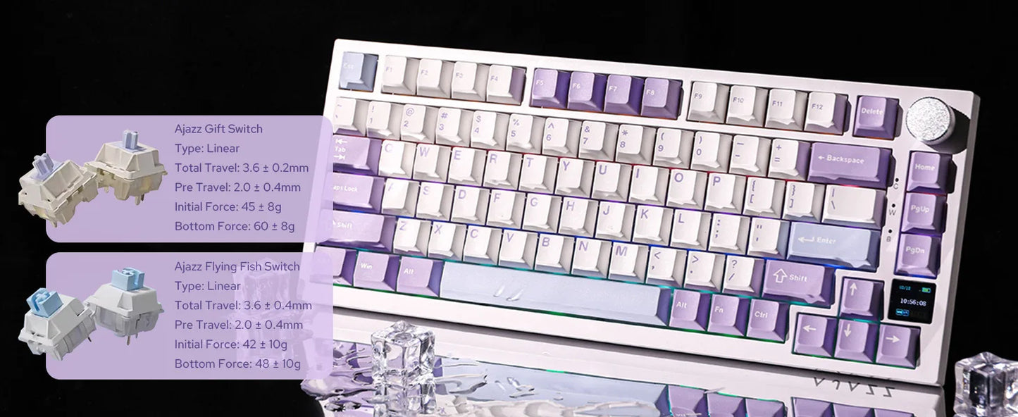 AK820 PRO AJAZZ 0.85TFT Screen Mechanical Keyboard Custom GlF image 3 Modes Hot-Swap