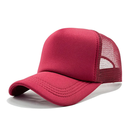 Sponge Mesh Baseball Cap - Unisex Solid Color Trucker Hat Adjustable UV Protection Fashion Breathable Snapback Sun Hat