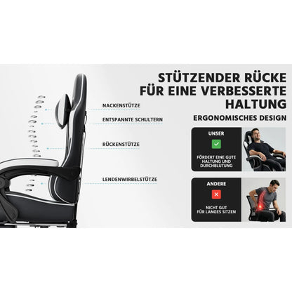 Gaming Chair Ergonomic Gaming Chair with Lumbar Support, Breathable Pu Leather Office Chair,Comfortable Computer Chair