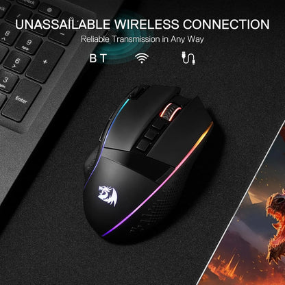 Rato Gaming Sem Fios Redragon M991 26000 DPI 3 Modos para Jogadores, 9 Botões Macro, Iluminação RGB, Preto