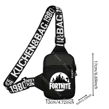 Lekka, sportowo-casualowa torba na ramię dla dorosłych Fortnites, mini torba na telefon z nadrukiem postaci z gry, męska torba crossbody na klatkę piersiową, prezent