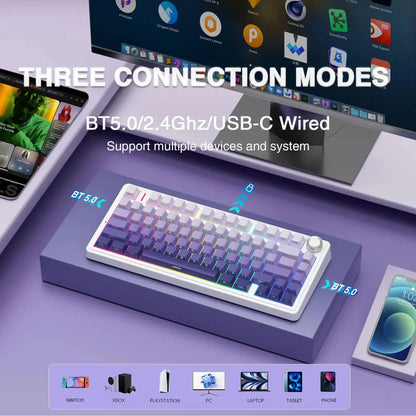 AULA F75Pro Wireless Gaming Mechanical Keyboard 75% Customized RGB Layout Gasket Mounted Side-engraving PBT Keycaps