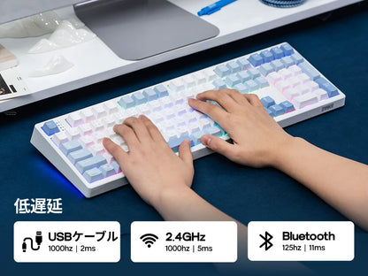 Japanese Version EPOMAKER TH108 JIS Layout 100% Sized Gasket Wired/Bluetooth/2.4Ghz Wireless NKRO Mechanical Keyboard Long-Lasting 8000mAh