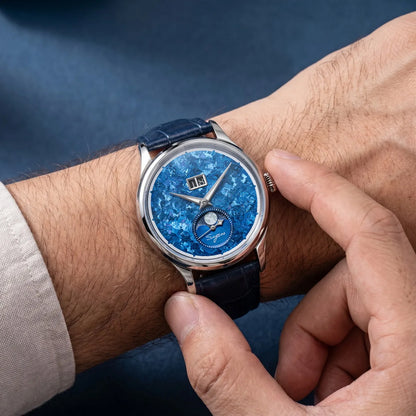 Sugess Watch of Men Moonphase ST2528 Movement Automatic Mechanical Wristwatches Waterproof Sapphire Crystal Titanium Dial S401