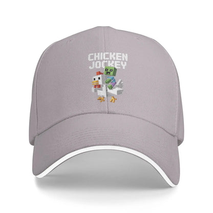 Casquettes de baseball « Chicken Jockey Zombie Pixel Art » sur le thème des films de zombies pour hommes et femmes, casquettes de camionneur, pour le sport en plein air, casquettes de soleil ajustables