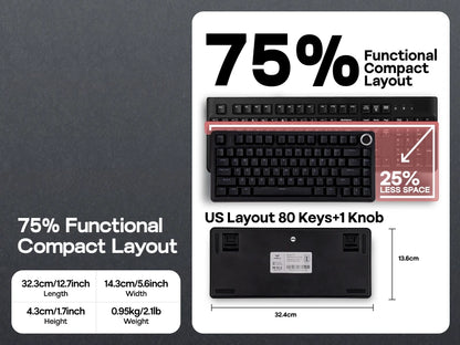 EPOMAKER x AULA F75 Wired Only 75% ANSI US Layout Gasket Hot-Swap Mechanical Keyboard for Mac/WIN/Android with Knob