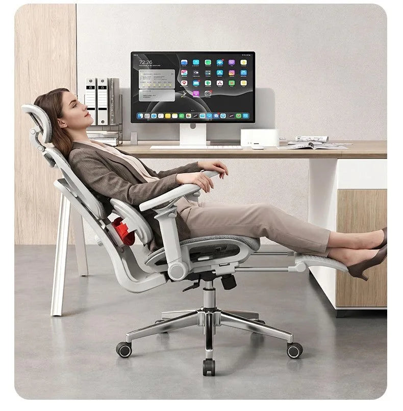Chaise de bureau ergonomique, chaise de jeu pour ordinateur domestique, base en alliage d'aluminium
