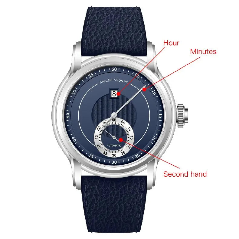 2026 Newly designed Specht & Söhne Men Automatic Watch 39mm Jumping Hour Mechanical Wristwatch Sapphire Crystal Reloj Hombre