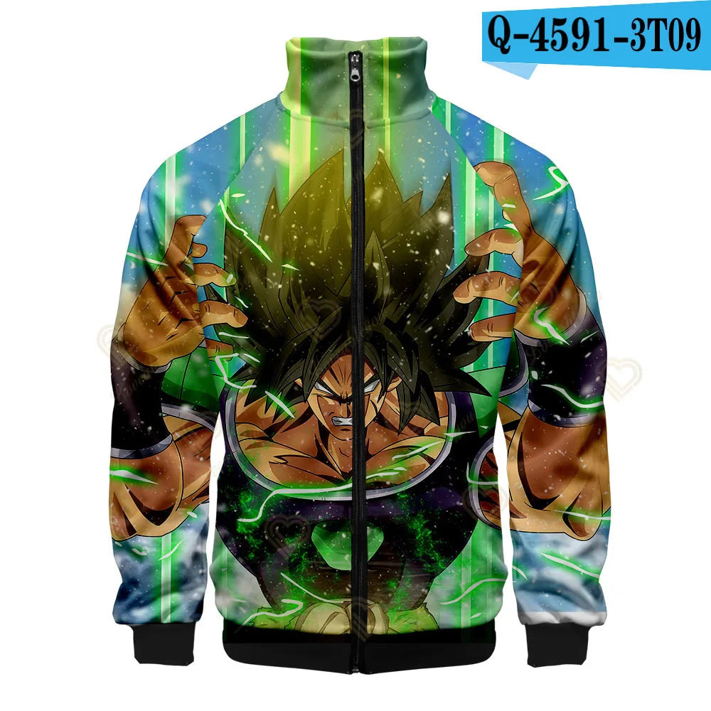 New Fashion Dragon Ball Print Stand Collar Zipper Hoodie Men Women Zipper Hoodies Jackets Long Sleeve Sport Hip Hop Sweatshirts