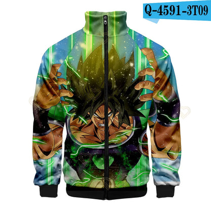 New Fashion Dragon Ball Print Stand Collar Zipper Hoodie Men Women Zipper Hoodies Jackets Long Sleeve Sport Hip Hop Sweatshirts
