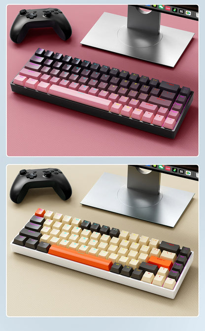 K68    68Key Wireless Mechanical Keyboard Tri-mode Connection,Full Key Hot Swap,RGB lighting Effects,Gasket Muffler Structure, L