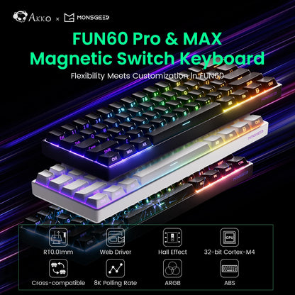 Akko MonsGeek FUN60 PRO&MAX HE Mechanical Keyboard Magnetic Switch 60% Gaming Keyboard Rapid Trigger 8K Custom Keyboard