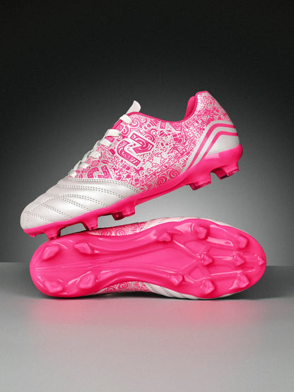 Chaussures de football AG/FG pour l'extérieur, tige respirante en PU, crampons longs en TPU stables, pour hommes et femmes, bottes d'entraînement de football sur gazon