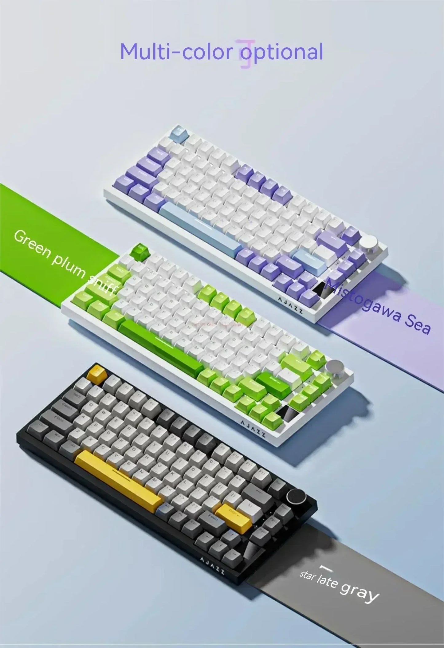 Ajazz Ak820 Pro Fessional Mechanical Keyboard Tft Screen Multifunctional Knob Game Keyboard 3 Mode Hot Plug Rgb Pad Office Gift