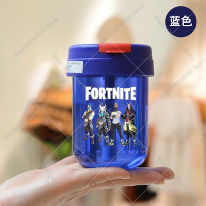 Game Fortnites Mini Straw Cups School Student Plastic Water Bottle Children Leak-proof Coffee Milk Cups Travel Outdoor Office