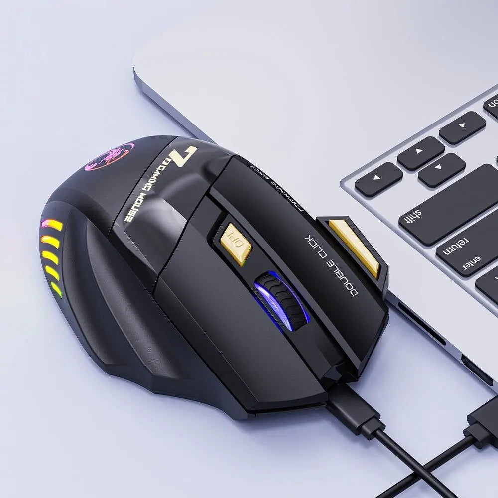 Ratón gaming inalámbrico USB IMICE GW-X7 3200DPI de doble modo, recargable, 7 teclas, 2.4Ghz, silencioso, Bluetooth, LED de respiración de 7 colores