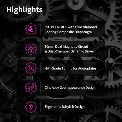 KBEAR Tourbillon-Pro TB-PRO HiFi Wired Earbuds 10mm Dynamic Driver In-Ear Earphones, High Resolution Type-C HIFI Wired Earbuds with PU+PEEK+DLC Diaphragm