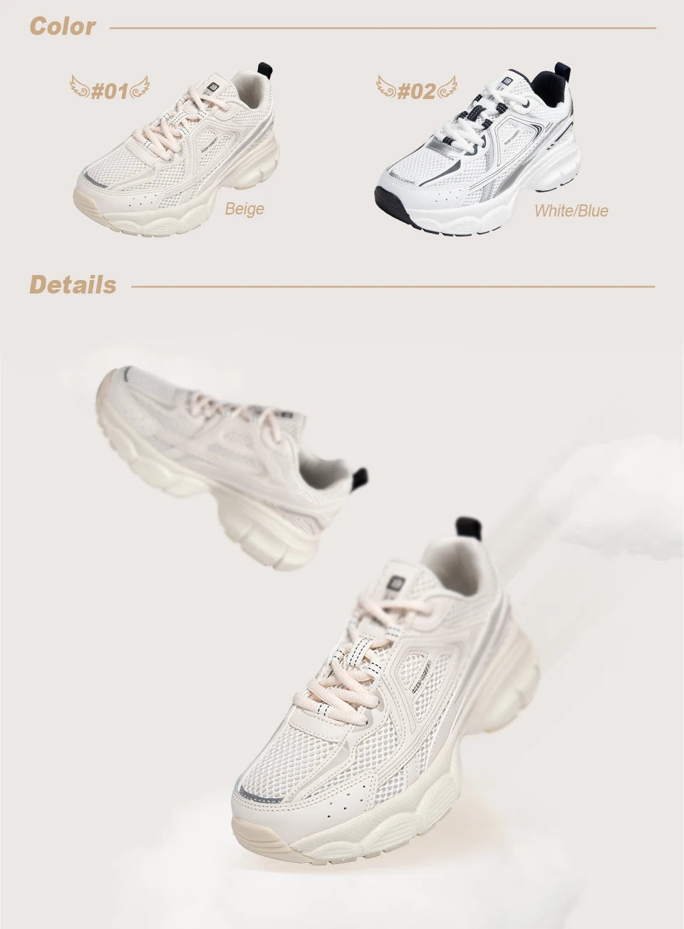 Baasploa Women’s Running Shoes Fashion Lightweight Mesh Non-Slip Jogging Sneakers Female Outdoor Breathable Colorful Casual Shoes