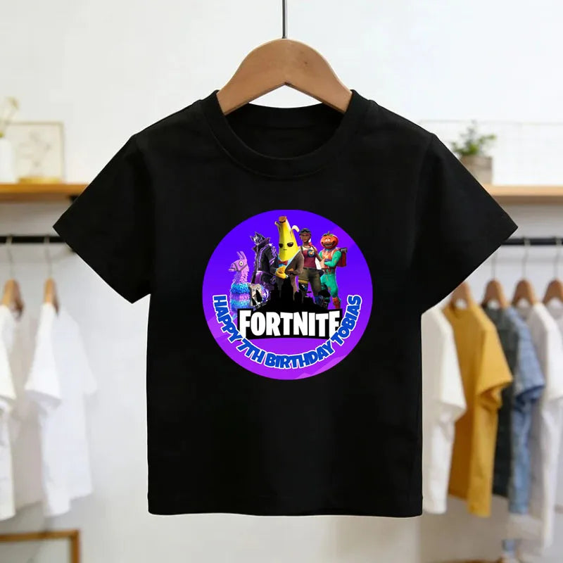 Fortnites Theme Cartoon Printed T-Shirt Summer Child White Cotton T-Shirt Cartoon Hot Game Fortnite Short Sleeve