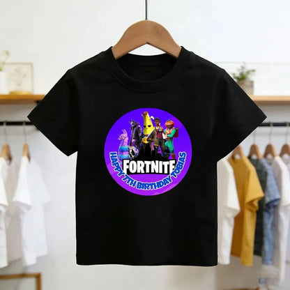 Fortnites Theme Cartoon Printed T-Shirt Summer Child White Cotton T-Shirt Cartoon Hot Game Fortnite Short Sleeve