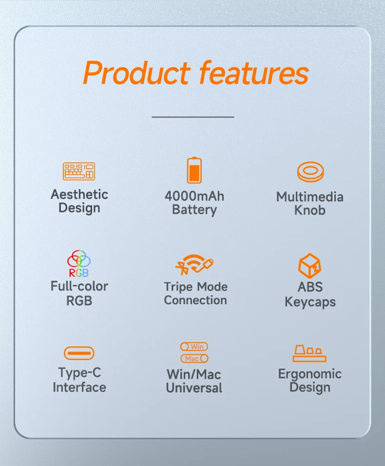 Ajazz AF82 Series 75% Layout Wireless Keyboard with 4000mAh Battery Low Profile Keys Bluetooth Tri-Mode Connectivity  RGB