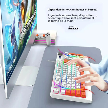 93 Keys Wired Gaming Keyboard with RGB Backlight Multi-Function Knob Color Matching Mechanical Feel Keyboard for PC Laptop Gamer