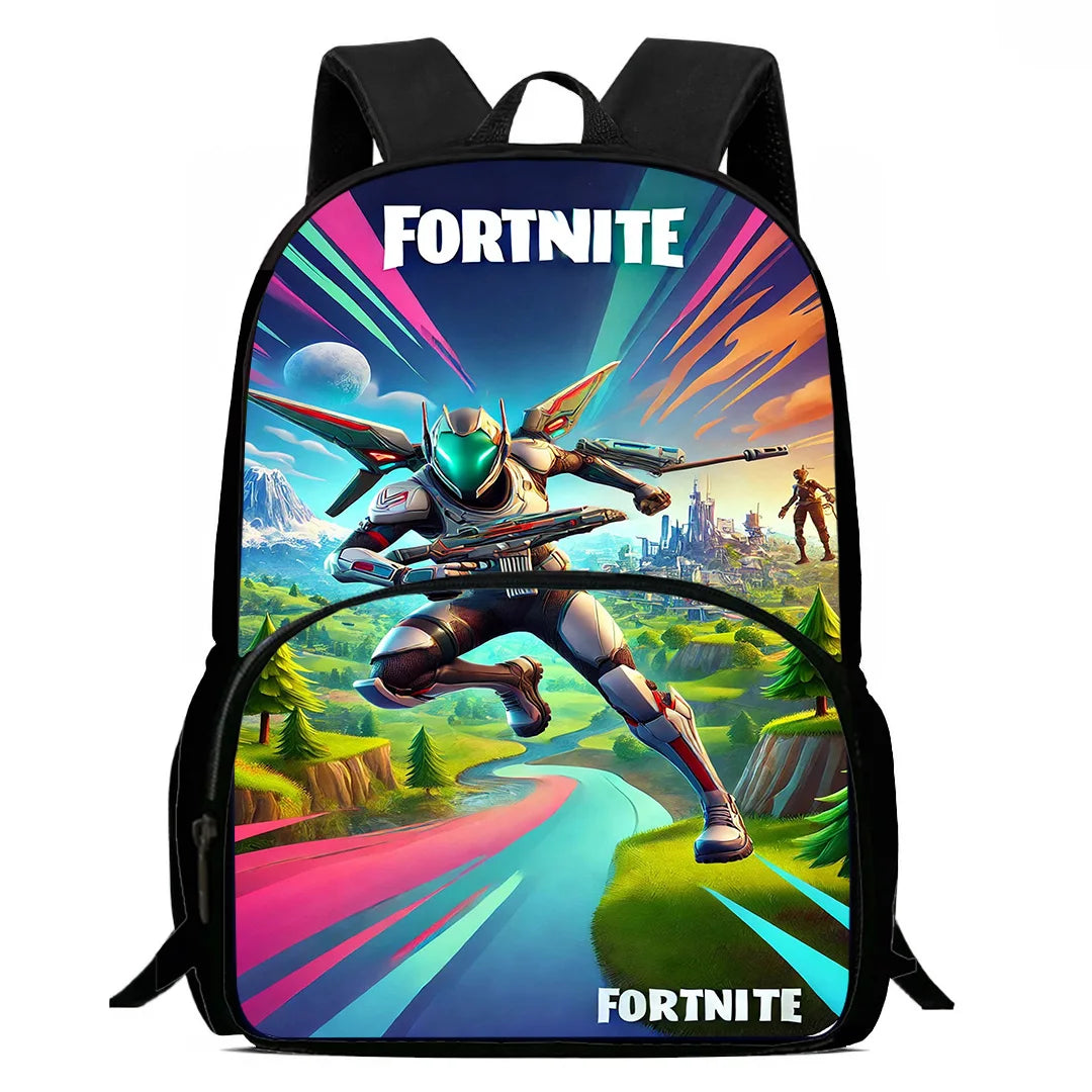 Trendiges Gaming-Design Kinder-Rucksack F-FortniteS mit Lunchbag und Federmäppchen, Schulranzen mit großem Fassungsvermögen für Jungen und Mädchen, ideales Geschenk