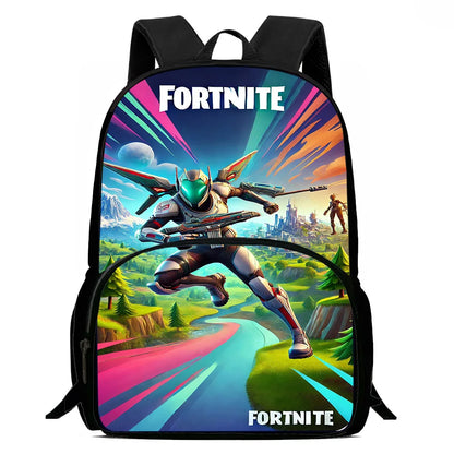 Trendiges Gaming-Design Kinder-Rucksack F-FortniteS mit Lunchbag und Federmäppchen, Schulranzen mit großem Fassungsvermögen für Jungen und Mädchen, ideales Geschenk
