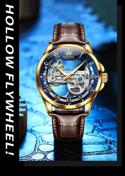 OLEVS 6661 Automatic Watch For Men Skeleton Original Mechanical Movement Men's Wristwatch Waterproof Luminous Sport Men's Watches