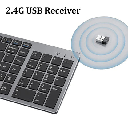 Russian/Hebrew/Spanish/Portuguese/Korean Bluetooth 5.0 & 2.4G Wireless Rechargeable Keyboard For Tablet iPad PC Android IOS Win