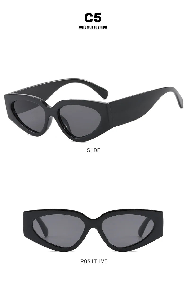 2025 New Fashion Cat Eye Small Oval Women Sunglasses Men Trendy Y2K Punk Sun Glasses Female Travel Shade Vintage Eyewear UV400