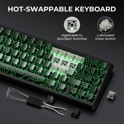 XVX M67 JadeStone Mechanical Keyboard 65% Tri-Mode Wireless Keyboard, Hot Swappable RGB Mechanical Keyboard with IMD Keycaps, Gasket Mount Gaming Keyboard