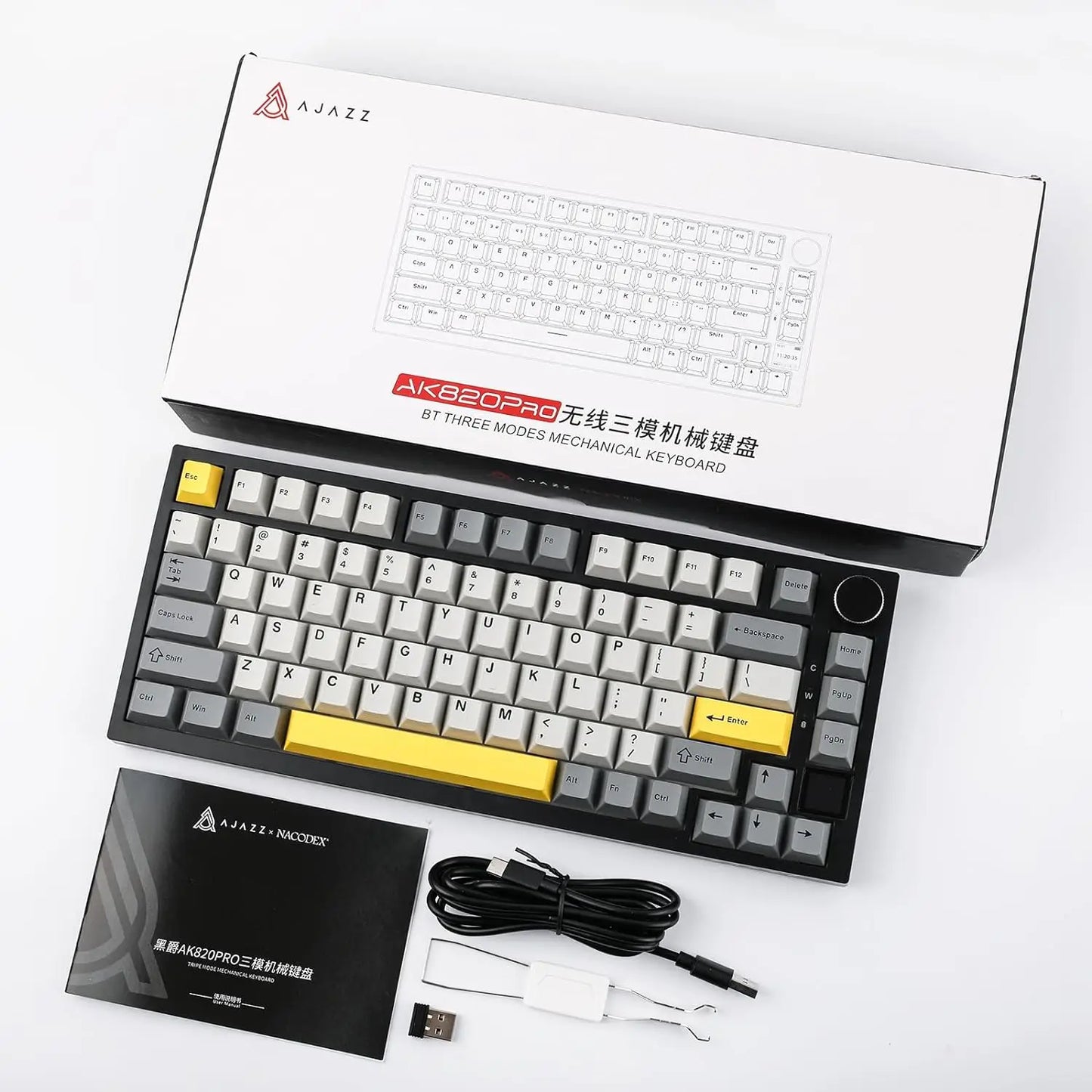 AK820 PRO AJAZZ 0.85TFT Screen Mechanical Keyboard Custom GlF image 3 Modes Hot-Swap
