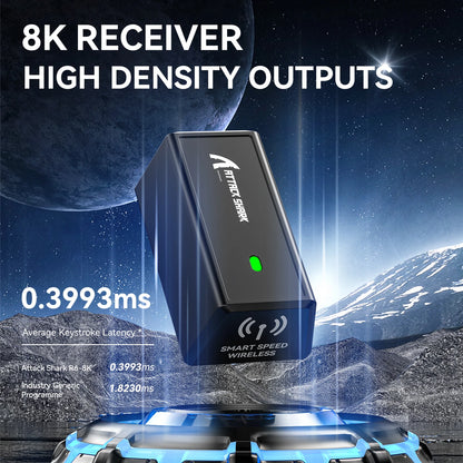 ATTACK SHARK R6 PAW3950MAX Ασύρματο Gaming Ποντίκι, 8Khz Polling, Υπερελαφρύ 39g, Nordic 52840 MCU, Οπτικοί Μικροδιακόπτες Omron