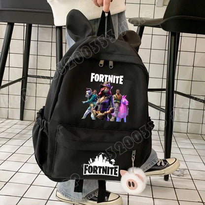 Neuer Fortnite-Cartoon-Rucksack für Jungen und Mädchen, lässige Schultasche mit großem Fassungsvermögen, Studententasche mit Hasenohren, Reiserucksack, Schreibwaren-Geschenk