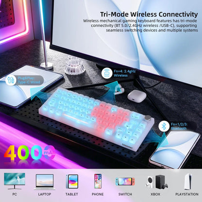 Womier Q61 V2 Wireless 65% Mechanical Keyboard with Knob VIA Programmable Support Tri-Mode BT/2.4G/USB-C Hot-Swap RGB for Mac/PC