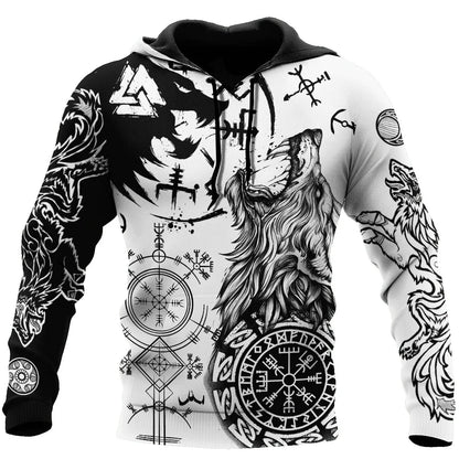 Oversized Tattoo Skeleton Cross Terror Red – męska bluza z kapturem z nadrukiem 3D, dresy codzienne Raven Bad Wolf – odzież z motywami zwierzęcymi