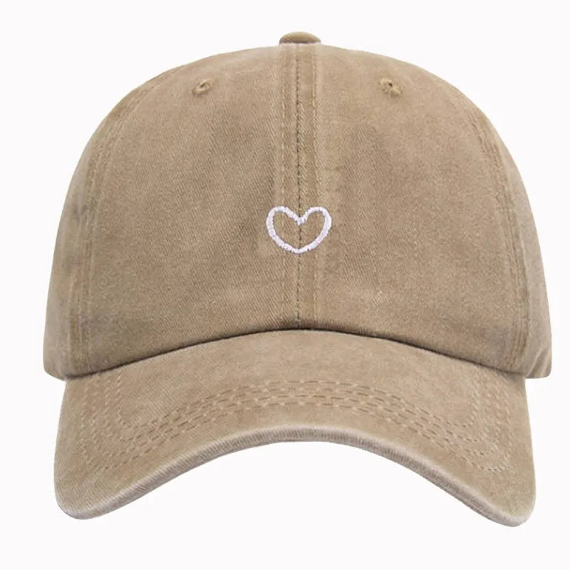 1pc Retro Washed Little Heart Embroidered Ponytail Baseball Cap  for Women,Outdoor Sports Adjustable Women's Cap for Daily Wear