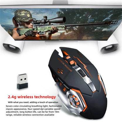 MINGCVIL Rechargeable Wireless Gaming Mouse Bluetooth & USB Computer Mouse, Ergonomic RGB Backlit Wireless Mouse for PC, Laptop, Mac & Gaming