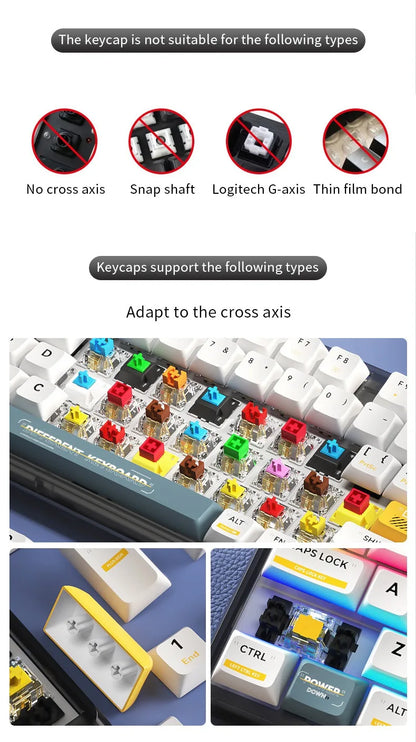 Gradient backlit RGB Gamer Keycaps For Mx Switch Mechanical Keyboard OEM Profile PBT Keycap White Blue ISO Layout Key caps DIY