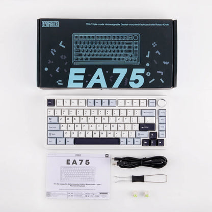 EPOMAKER EA75 75% US QWERTY Layout Hot-Swap Gasket-Mounted Wired/2.4GHz/Bluetooth Wireless Mechanical Keyboard RGB Backlight