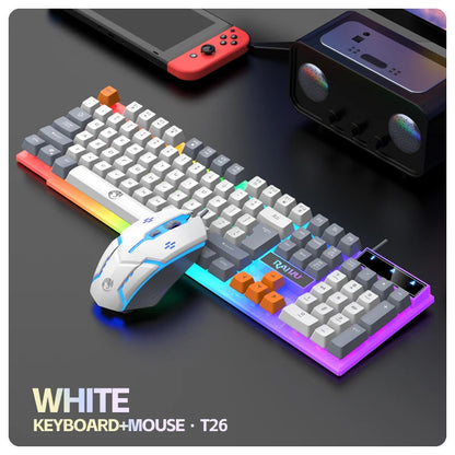 RAIKU T26 Wired Gaming Keyboard, 104-Key RGB Backlit USB Gaming Keyboard, Ergonomic Wired Gaming Keyboard for PC, Laptop & Office