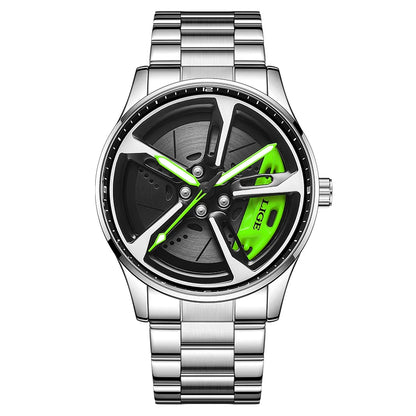 Montre pour homme de luxe LIGE – Modèle à cadran rotatif, étanche, en acier inoxydable, avec affichage lumineux – Idée cadeau pour homme (Halloween)