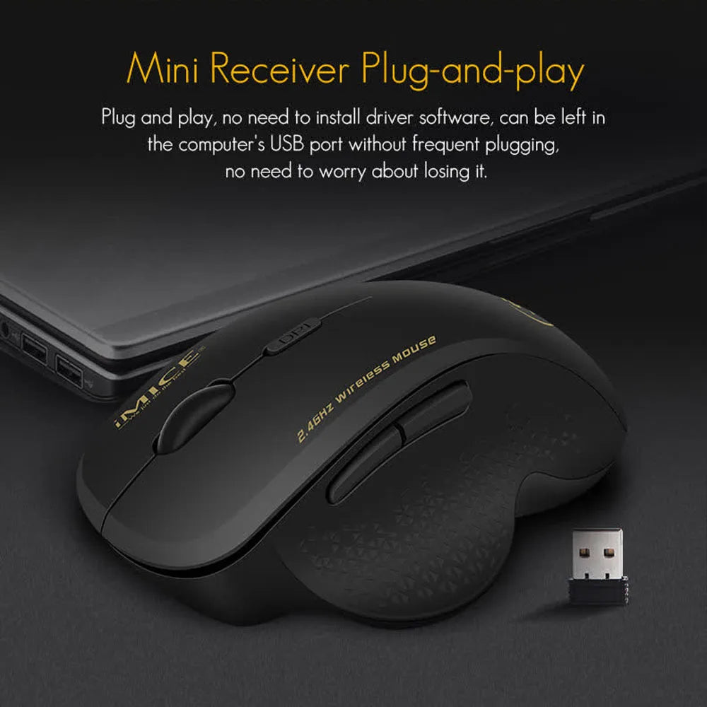 Wireless Gaming Mouse 2.4GHz Ergonomic Optical Mouse with USB Receiver, 1600 DPI Wireless Gaming Mouse for Laptop, PC & Desktop