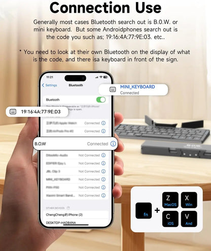Jomaa faltbare Bluetooth-Tastatur, wiederaufladbare Bluetooth-Tastatur für Laptop, iPad und Smartphone, mini, tragbar und faltbar