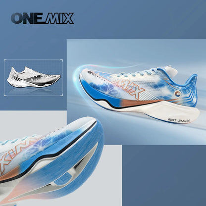 ONEMIX Nylon Carbon Board Marathon Running Racing Shoes, Professional Stable Support, Shock Relief, Ultra-light Rebound Sneakers