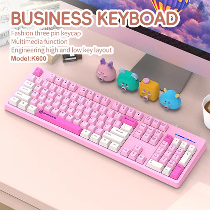 104 Keys Wired Gaming Keyboard Ergonomics Splash Water Colorful ABS Wear-resistant Keycaps Keyboards with Technology Light Key