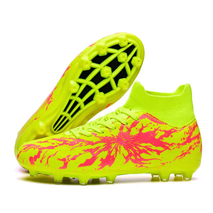 Chaussures de football AG FG pour hommes, tige en PU souple, structure de crampons renforcée, pour adultes, pour les matchs et entraînements de football en plein air sur pelouse.