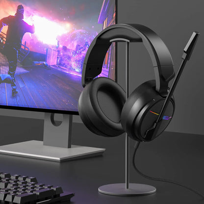Jeecoo-Casque de jeu USB V20U, écouteurs à son surround, micro antibruit, coussinets d'oreille en mousse à mémoire de forme pour ordinateur portable