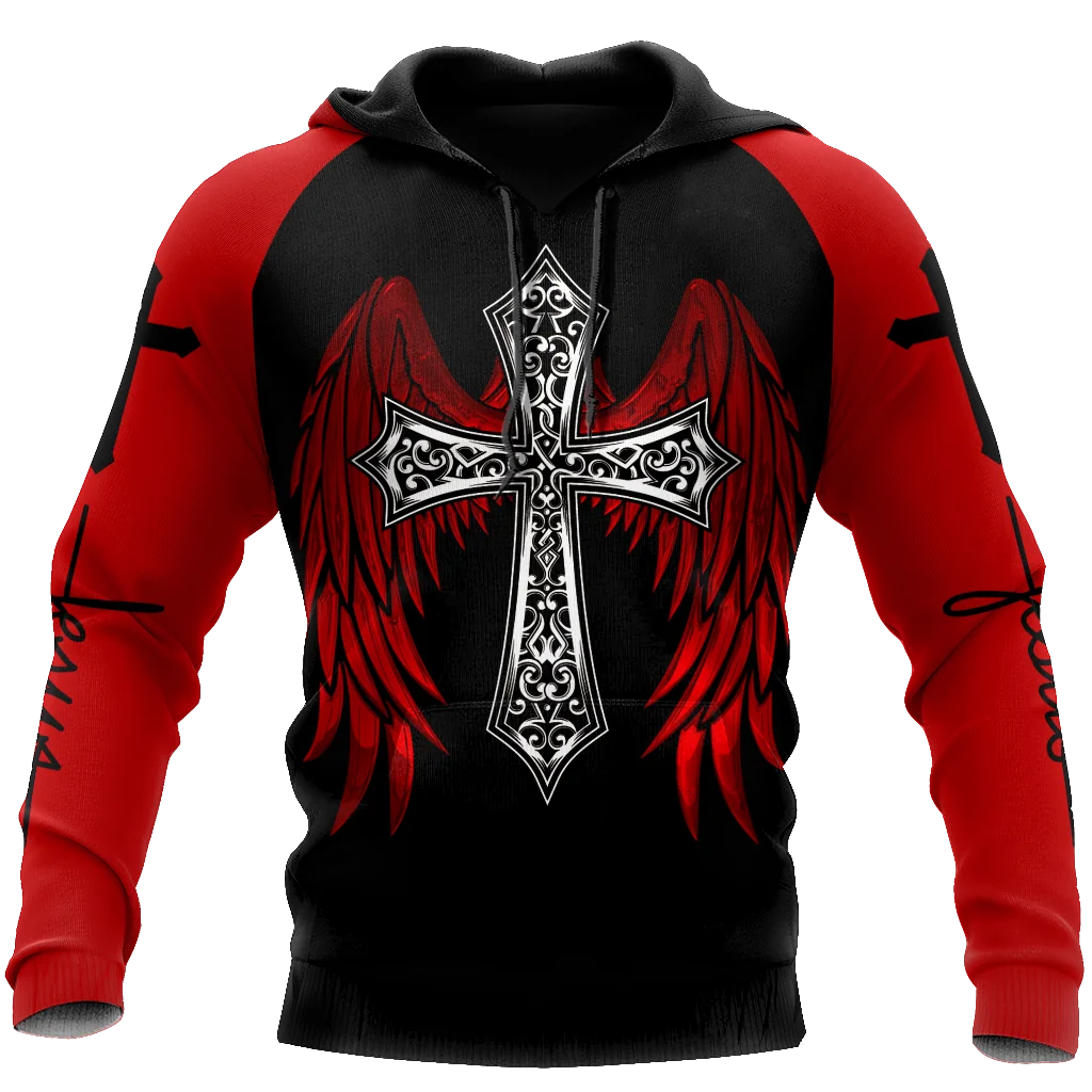 Oversized Tattoo Skeleton Cross Terror Red – męska bluza z kapturem z nadrukiem 3D, dresy codzienne Raven Bad Wolf – odzież z motywami zwierzęcymi